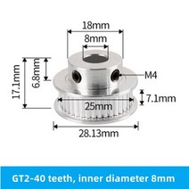 2gt 싱크로 휠 16 20 30 36 40 치아 2gt 타이밍 풀리 보어 gt2 타이밍 벨트 폭 6mm 3d 프린터 cnc 부품 용 4566.358mm, 40 치아 보어 8mm