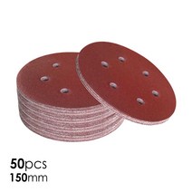 50pcs 6 150mm 사포 알루미늄 산화물 목재 샌딩 종이 연마 디스크 후크 및 루프 그릿 60 80 120 180 240