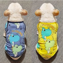 (토토네)프렌치불독옷 공룡 민소매 티셔츠 잉불 퍼그 강아지옷 TO-58, 블루