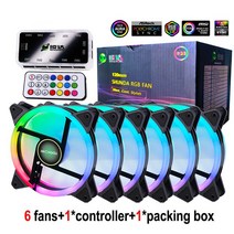 IWONGOU-Argb 컨트롤러가 있는 RGB 컴퓨터 쿨러 케이스 팬 PC 120mm 키트 속도 조절 LED 6 Rgb, [05] 6Fans 1Controller, [02] A-RGB, [01] Cosmos Glitter S