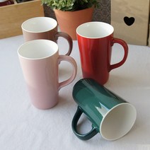 국내산 대용량머그컵 빅머그 롱머그컵 커피잔 파스텔 도자기 머그컵 600ml, 그린