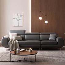 에몬스홈 아벨로 4인 통가죽 소파, 모카베이지