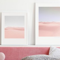 화이트인테리어 핑크빛 사막 액자(41x32) 건물복도 34평거실 음식점 응접실, 캔버스액자(옆면흰색)