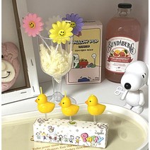 생일케이크 노랑오리초 파티용품 데코 소품 레인래빗, 단품1개