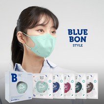 블루본 스타일 컬러 마스크 대형 10매, 네이비