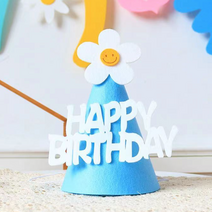 단골창고 펠트 스마일 해피벌스데이 생일 꼬깔모자 DIY 세트, 데이지(민트)
