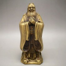 공자 동상. 황동 장식 조각. 수공예. 기념품. 교사., 03 3