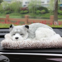 멍카 차량용 잠자는 강아지 고양이 탈취제 리얼펫 인형, 04-허스키