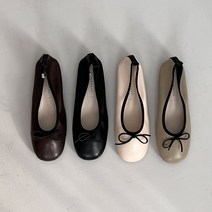 베이직한 기본 둥근코 리본 포인트 보가 플랫슈즈 1cm UD8155