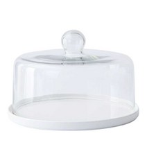 디저트 트레이 덮개 베이커리 뷔페 업소용 케이크접시, 18cm +유리 커버