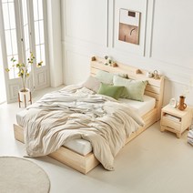 밀라 편백 수납침대 USB헤드 퀸사이즈, 편백 USB헤드 수납침대 퀸사이즈