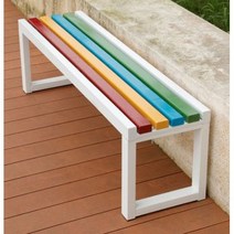 나무색 철재 평의자 야외 공원벤치 150cm, 무지개백색150cm