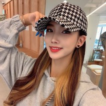 체크 화이트 블랙 볼캡 모자 2color