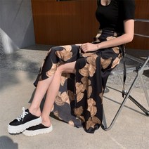 보헤미안 비치 롱스커트 원숄더 스커트 플라워 랩스커트 봄 여성 바캉스
