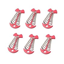 CSNSD Guyline 코드 조절기 6피스 7.6cm3인치 빨간색 나선형 스프링 피시본 데크 앵커 텐트 페그 로프 텐셔너 후크 보드 캠핑 하이킹 장비용