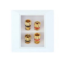 GHSHOP 화이트 스피커 4 바인딩 포스트 바나나 잭 벽 페이스 플레이트 패널 86x86mm