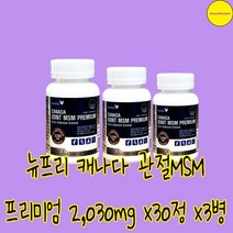 뉴프리 캐나다 관절 MSM 프리미엄 엠에스엠 관절케어 2 030mg X 30정 X 3병, 1개, 기본