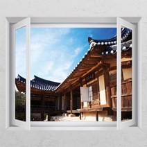 [바보사랑] ih349-하늘아래 기와집_창문그림액자_뮤럴시트지[꾸밈], 상세 설명 참조, 타입선택:B타입-외부창문형