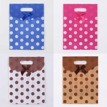 마트498 PP 리본 도트 선물백 26X20X9CM 포장가방 포장쇼핑백 종이봉투제작 선물세트포장 선물종이박스 선물포장가방
