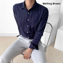 [로즈블로썸] [멜팅브라운] 남자 캐주얼 가을 셔츠 무지 린넨 셔츠 (9077187)