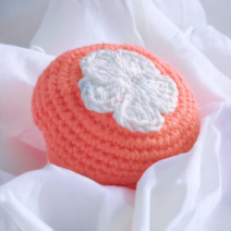 코바늘 DIY 꽃만두 이어폰 파우치 뜨개질 키트 동영상 포함, 다홍, 1개