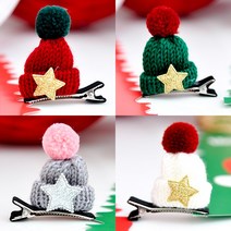 털모자크리스마스머리핀 털모자핀 집게핀 집게삔 머리핀 머리삔 크리스마스 헤어핀 크리스마스소품 크리스마스선물 파티용품