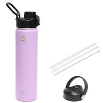 Yerbam Sports Flask 보온병 물병 원터치 오픈 처그 뚜껑 및 커버 빨대 포함 넓은 입구 직접 음료 식기 세척기 사용 가능 누출 방지 땀 BPA 프리 (710ml, 24oz, Tropical Violet