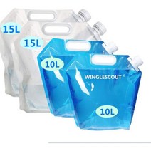 WINGLESCOUT 워터탱크 접이식 물주머니 급수탱크 2세트 15L 10L 대용량물탱크 경량 대구경 방재급수주머니 폴리탱크수 비상용급수주머니 저수여행 등산 피난운동 아웃도어용 방, 투명15L 2+파란10L 2