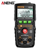 ANENG M107/M108 고정밀 4000 카운트 스마트 디지털 멀티 미터 LCD 저항 NCV 휴대용 DC AC 전압 전류 테스, CHINA, Black M108