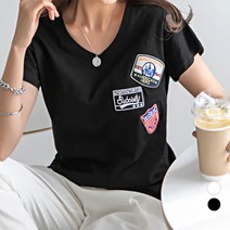 [나크21] (55~88) 브이넥 와펜 반팔 티셔츠 NK12-T-52