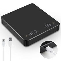업소용 전기식 지시 저울 이유식 에스프레소 커피 계량기전자 디지털 커피 저울 충전식 USB 드립 타이머 포, 한개옵션2, 01 black no pad, 한개옵션1