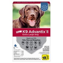 강아지 반려견 k9 advantix ii 벼룩 및 진드기 예방 4개월/6개월 [대형견], 6개월분