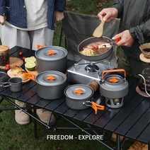 LOVFIR 캠핑식기 캠프용 컵세트 초경량 경질주전자 1세트, 4-7인 티포트 콤비네이션