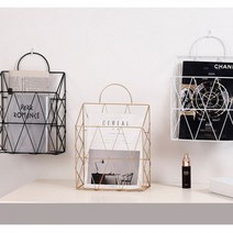 매거진랙 잡지보관 벽걸이 서류보관함 카페 소품 수납공간 철제수납공간, 로제 매거진랙 화이트