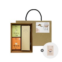 [추석에디션] 차와 텀블러 기프트 세트 + 추석 메시지카드, 귤피차8p+모과차8p+티보틀1p