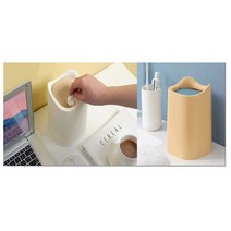 분리수거통 직사각형 휴지통 화장대용 스윙 뚜껑형, 옐로우