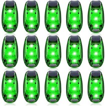 Baalaa 15 조각 LED 안전 조명 주자 자전거 걷기 높은 가시성 녹색을위한 깜박이는 스트로브 조명에 클립, Green