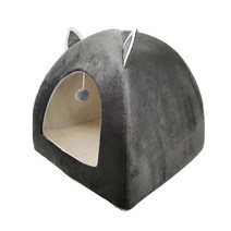Dropshipping 접이식 고양이 침대 동굴 카사 이동식 매트리스가있는 새끼 고양이 집 강아지 라운지 둥지, 패 40CMx40CMx46CM, 볼이 있는 다크 그레이