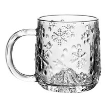 11oz 유리 컵 핸들 파티 홈 티 카푸치놀라떼 커피 머그, 분명한, 9.3cm