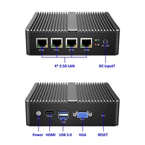 미니pc 팬리스 미니 PC 4 인텔 2.5G LAN 스위치 셀러론 J4125 4x2500M i225 Nic 미니 라우터 서버 ESXI HD-, 16GB DDR4 256GB SSD, pfsense, 유럽 ​​연합