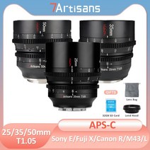 RF 렌즈 7아티잔 7artisans 시네 렌즈 aps-c 수동 초점 25 35 50mm t1.05 for fujifilm xf sony e m43 canon rf sigma, fuji xf