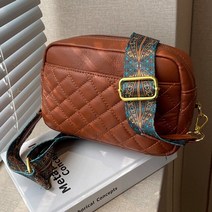 퀼트가방 여성토드백 크로스백 레트로 crossbody 누비 이불 pu 가죽 카메라 어깨 인쇄 와이드 스트랩 마름모 패턴 솔리드 지퍼 작은