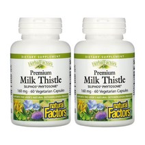 네추럴팩터스 천연 밀크씨슬 파이토솜 밀크시슬 실리마린 영양제 160mg 60캡슐 2통, 1개, 기본, 60개