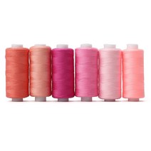 바느질 스레드 키트 6Roll/세트 DIY 재봉 용품 자수 기계 액세서리 용 스레드 홈 재봉 도구, 분홍색