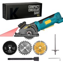 원형톱 컷쏘 580w 미니 원형 톱 4.8amp 소형 3700rpm 레이저 가이드 스케일 눈금자 진공 포트 목재 타일 절단 용 3 블레이드, 영국 플러그