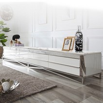 비앙코카라라 화이트 천연 대리석 거실장세트, 단품