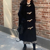 포린박스 캐주얼 후드 학생 떡볶이 더플 모직 롱 코트 SH