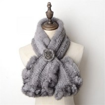 천연 모피 밍크 니팅 머플러 목도리 장미 포인트 100cm 어머니 선물