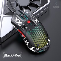 M5 RGB 백라이트 12000 DPI 벌집 질감 디자인 초경량 유선 마우스 7 키 PAW3325 센서 게임용 마우스, 블랙 Red