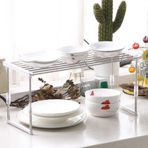 와이드형 높낮이 조절 주방 싱크대 선반 정리대 접시 거치대 용품 씽크, 와이드 높이조절 접시정리대 화이트